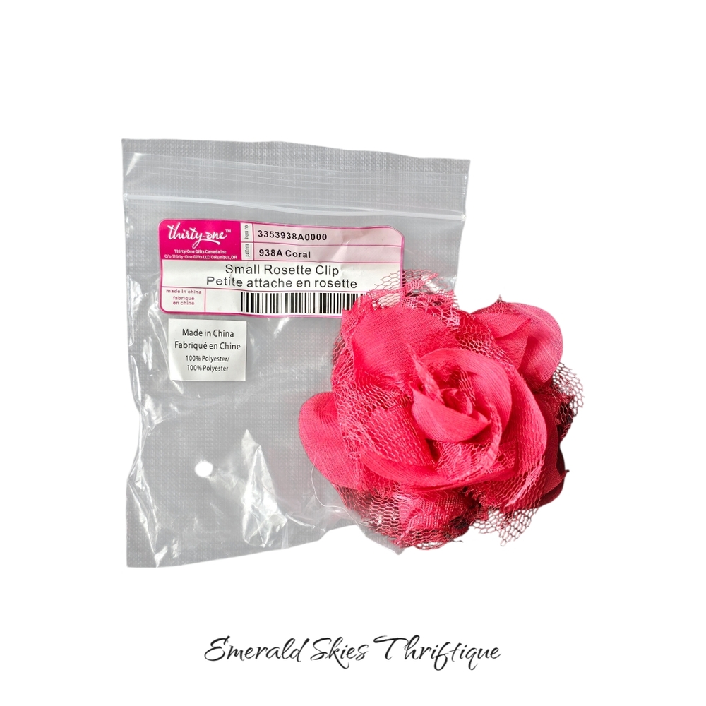 Thirty-One‎ Gifts Coral Rosette Clip Small Hair Purse New In Package